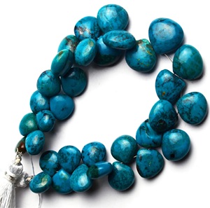 พลอยธรรมชาติ chrysocolla เรียบ9-14มมรูปหัวใจลูกปัด Briolette ขนาด7นิ้วลูกปัดพลอยหายากมาก - Product Image 4