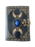 Journal en cuir véritable Vintage Third Eye Crystal Stone Triple Moon Journal Book of Shadow Bound Notebook For Gifting Him or Her