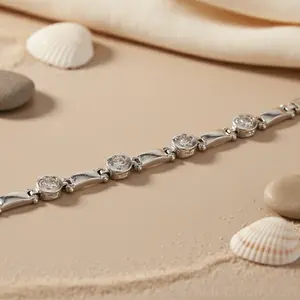 Women's 925 Silver Cubic Zirconia <b>Bracelet</b> 14K <b>Gold</b> Rhodium Diamond Ball Pattern Religious White <b>Rose</b> <b>Gold</b> Options-Jewelry Gift - Product Image 2