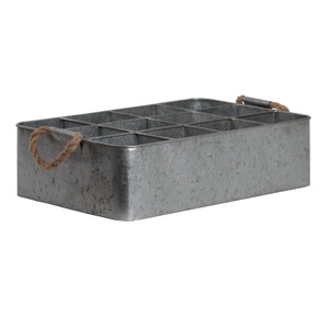 Bandeja de servicio de hierro de metal galvanizado de aspecto natural con asa Bandeja de servicio de estilo de granja industrial Bandeja de decoración rústica para el hogar - Product Image 3
