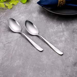 Mini <b>Silver</b> Stainless Steel Spoons <b>Set</b> of 2 Long Handle Mirror Polish for <b>Tea</b> Soup Party Cafe Use Creative Design 15ml Capacity - Product Image 5