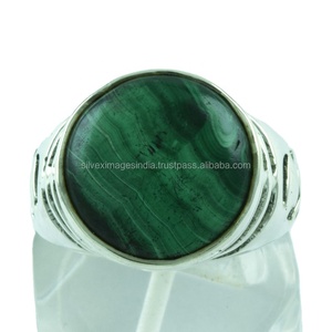 Última colección, anillo de estilo religioso de Plata de Ley 925, ajuste de bisel de piedras preciosas de malaquita para regalo de fiesta de aniversario de boda - Product Image 3