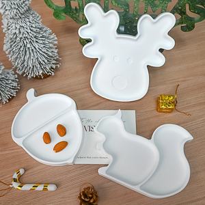 Plateau de noël bricolage tasse tapis <span class=keywords><strong>plat</strong></span> assiette Silicone moule gypse résine noël wapiti écureuil pin <span class=keywords><strong>cloche</strong></span> fruits assiette plateau gâteau outils - Product Image 4