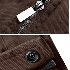 Men's Casual Lightweight Canvas Varsity Jacket Multi-Pocket Long Style Zipper Closure Cargo <b>Coat</b> Breathable Stylish Available - Product Image 6