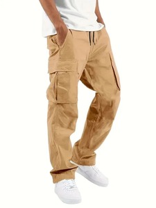 Pantalones de chándal informales para hombre, pantalones Cargo de ajuste relajado, pantalones de chándal con cordón para senderismo, pantalones deportivos de sarga de algodón transpirables para exteriores - Product Image 5