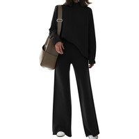 Ensemble de salon en coton 2 pièces pour femmes Style solide automne mode pantalons de survêtement avec poches confortable survêtement confortable voyage aéroport tenues