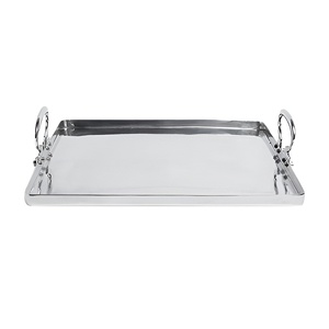 Plateau de service élégant en aluminium plaqué métal fait à la main en fonte d'aluminium pour les fêtes de mariage Plateau décoratif pour la décoration d'événements - Product Image 2