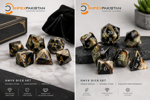 ชุดลูกเต๋าออนิกซ์ IMPEXPAKISTAN 6 ชิ้น ทำจากหินธรรมชาติ งานแฮนด์เมด เกมลูกเต๋าเสริมฮวงจุ้ย กล่องพรีเมียม เป็นมิตรกับสิ่งแวดล้อม ของสะสมคริสต์มาส - Product Image 2