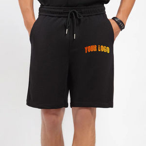 Pantalones cortos para correr de algodón 100% de alta calidad para hombre, transpirables, de peso pesado, negro sólido, logotipo impreso personalizado, método de tejido - Product Image 1