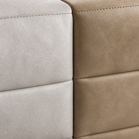 Lit King Moderne de Luxe Italien en Cuir Nappa Bicolore avec Tête de Lit Modulaire Asymétrique, Cadre en Bois de Pin, Confortable, Gain de Place, Rembourré