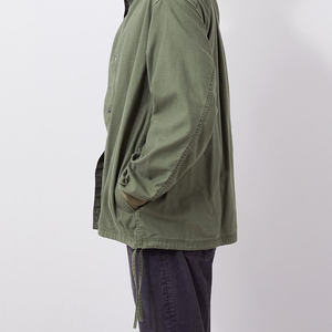 Chaqueta verde para hombre con cuello alto, informal, ligera, estilo urbano, con botones, ajuste relajado, dobladillo con cordón, estilo minimalista. - Product Image 5