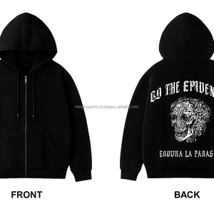 เสื้อฮู้ดซิปแบบยูนิเซ็กซ์ ผ้าหนา พรีเมียม สำหรับผู้ชาย ผ้าฟลีซ ใส่ได้ในฤดูหนาว สไตล์สตรีทแวร์ ปักลายตามสั่ง ลายใยแมงมุมแบบมินิมอล - Product Image 4