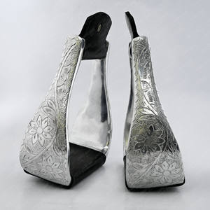 Étriers pour chevaux Offre Spéciale Western Aluminium Argent Étriers Selle de cheval Étriers coudés pour l'équitation équine Équipement cuir - Product Image 2