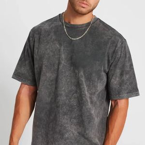 Camiseta Vintage lavada con ácido de gran tamaño para hombre de alta calidad 100% algodón ropa de calle de lujo personalizable esencial - Product Image 3