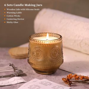 Frascos de Vidrio para Velas con Tapas de Madera y Frascos de Velas Vacíos, Recipientes para Velas, Suministros para Hacer Velas, Suministro al por Mayor - Product Image 4