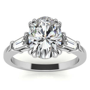 14K oro amarillo 3,5 CT corte ovalado laboratorio cultivado diamante trilogía anillo de compromiso para bodas románticas aniversarios fiestas finas - Product Image 5