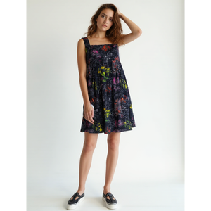 Handloom Cotton Boho Mini <b>Dress</b> for Women Elegant Fashion with Square Neckline <b>Elastic</b> Waist Sizes XS XL Breathable Mini <b>Dress</b> - Product Image 2