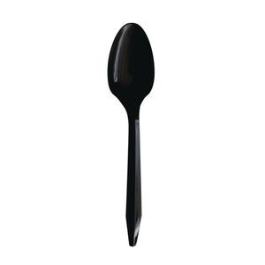 Cucharas Desechables de Plástico de Polipropileno Negras de Peso Medio, Envueltas Individualmente, 1000 Unidades/Caja para Fiestas - Product Image 1