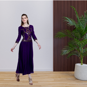 Vestido maxi de cuentas hecho a mano de puntada superior con vestido largo elegante Ajuste cómodo para damas Uso de fiesta para exportaciones Venta - Product Image 3