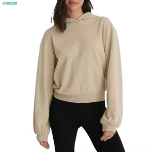 Sudadera con Capucha Deportiva Informal para Mujer Behram International 2025, Tejido de Punto Sólido, 100% Algodón, Hombros Caídos, Forrada - Product Image 5