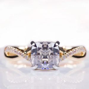 Customize Size 14k Solitaire Ascher Cut Diamond Ring Original IGI Certified Handmade Setting for Women Men's Wedding - Product Image 1