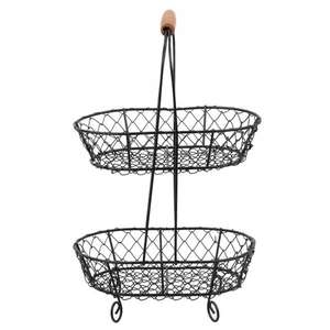 Cesta de Frutas de Hierro Niquelado de 2 Niveles Hecha a Mano, Ecológica, Nueva Moda, Soporte de Almacenamiento para Cocina y Hogar, Precio al por Mayor - Product Image 3