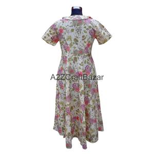 Women's <b>Vintage</b> A-Line Maxi <b>Dresses</b> Short Sleeve 100% Cotton Floral Print Eco-Friendly & Breathable Comfortable <b>Summer</b> Wear - Product Image 6