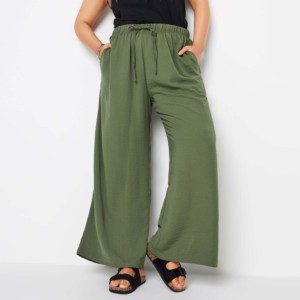 Novedades de Verano: Pantalones Anchos de Algodón Personalizados para Mujer, Transpirables, de Lino, con Cintura Elástica - Product Image 1