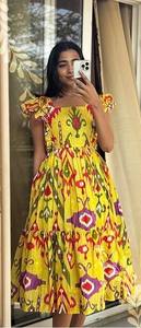 Robe maxi en coton idéale pour l'été avec imprimé Patola, élégante pour les soirées, protection solaire, évacuation de l'humidité - Product Image 4