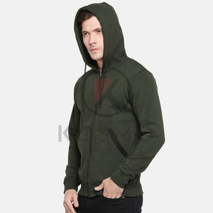 Sweat à capuche zippé à manches longues 100% coton de haute qualité pour hommes Design personnalisé Solide Top Design Sweat à capuche pour hommes avec fermeture éclair - Product Image 5