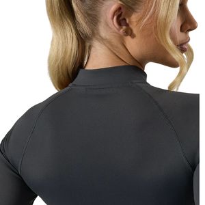 Chaqueta Deportiva Elástica de Manga Larga para Mujer, con Cierre Completo, Estilo Funnel, Color Carbón, para Entrenamiento y Uso Deportivo - Product Image 4