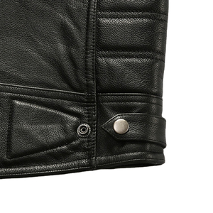 Gilet en cuir décontracté pour hommes Style motard avec tissu peigné respirant Vêtements d'extérieur d'hiver - Product Image 6