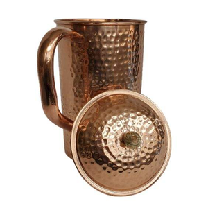 Wholesale 100% Pure Copper Eco-Friendly <b>Drinking</b> <b>Jug</b> Handle Hammered Design Customized Logo Saniya Handicraft Home Wedding Use - Product Image 5