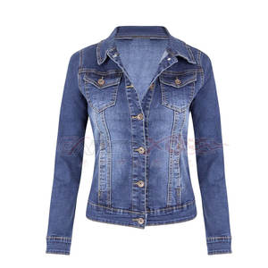 Veste en jean personnalisée pour femmes, veste de mode décontractée et respirante pour femmes, veste à manches longues avec plusieurs poches pour dames - Product Image 1