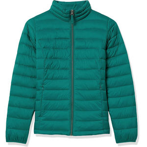 Veste matelassée légère pour femme, col montant, manteau d'hiver chaud, vêtement d'extérieur rembourré, veste élégante vert sarcelle avec fermeture éclair intégrale - Product Image 1