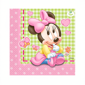 Serviettes de fête pour bébé Minnie Mouse 33x33cm 20 pièces Design rose et vert - Product Image 2