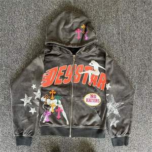 Sweat à capuche streetwear vintage avec logo personnalisé vente en gros 100% coton fermeture éclair taille XS impression numérique de qualité personnalisée hommes hiver - Product Image 3