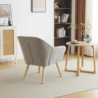 Fauteuil Matilda en teck massif, revêtement en velours moderne, multifonctionnel pour salon, appartement, hôtel, couleur beige brun