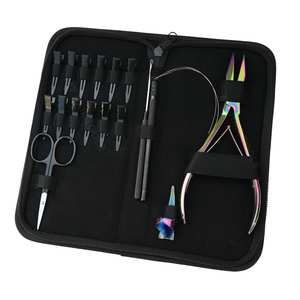 Kit de démarrage pour extensions de cheveux Salon Gold avec pince à sertir et à presser les perles plates, ciseaux à doigts, pinces - Product Image 1