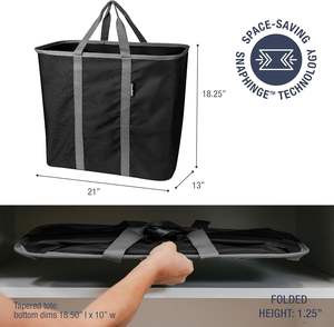 ตะกร้าซักผ้าแบบพับได้ ดีไซน์พกพาสะดวก ความจุ 64 ลิตร ชุด 2 ใบ พร้อมหูหิ้วแข็งแรง สีดำเทา - Product Image 5