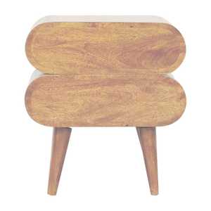 Mesita de noche moderna Marrón castaño con forma de cápsula elegante mesita de noche de madera con dos cajones para dormitorio - Product Image 2