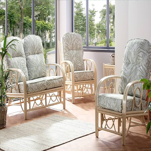 ชุดโซฟาหวาย7ที่นั่งพร้อมโต๊ะและอุจจาระ2ตัวชุดเฟอร์นิเจอร์จากไม้ไผ่โดยผู้ผลิตอินเดีย - Product Image 3