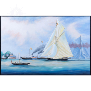 Peinture sur toile Britannia and Vigilant Matériau en bois 119,4L X 3.3W X 78.7H cm au large du siège de l'escadron Royal Yacht - Product Image 2