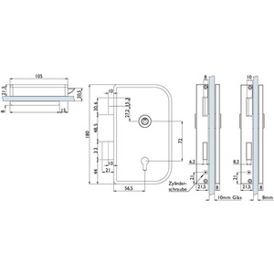 Hermat 6033 PZ R- Roma Stainless Steel Matt PZ DIN Right Glass Door Lock for <b>Storage</b> <b>Lockers</b> - Product Image 3