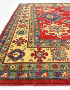 Tapis d'intérieur en laine nouée à la main, rouge, élégant, ensemble - Écologique, antibactérien - Product Image 1