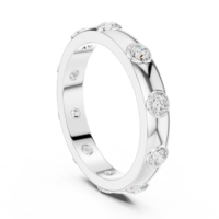 Bague en or blanc plaqué 14 carats luxueuse et moderne avec des pierres rondes, fabriquée sur mesure pour les fiançailles des femmes