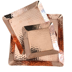 Hand Hammered Pure Copper Square Serving Tray Platter Set Modern Design Kitchenware Tray For Home Hotel Restaurant Use Low Price - Product Image 1
