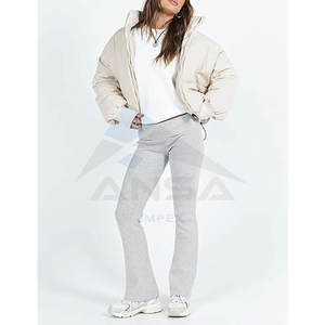 Blouson matelassé oversize pour femme, blouson matelassé oversize court, manteau d'hiver matelassé, vêtement d'extérieur chaud et tendance, beige - Product Image 4