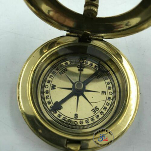 Náutico 2 "Brújula de latón Reloj de sol Marítimo Vintage Latón antiguo Náutico Reloj de sol Brújula Navegación Brújula de bolsillo - Product Image 3