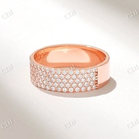 Bague d'éternité audacieuse en or massif 14 carats avec diamants de laboratoire épais de clarté VVS, pavée, pour femme et homme, certifiée 0,65 CTW, idéale pour les fêtes